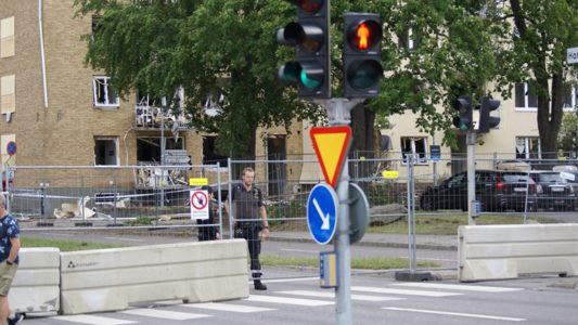 Explosionen i Linköping den 7 juni 2019. Foto: Sveriges Radio